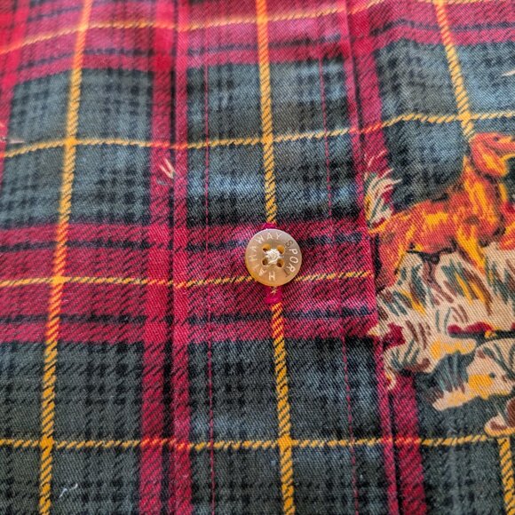 Hathaway Sport‎ Shirt Men’s L Red Hunting Vtg All Over Print Button Down Collar - Picture 7 of 13